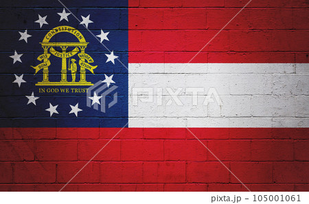 Flag of Georgia painted on a wall 105001061