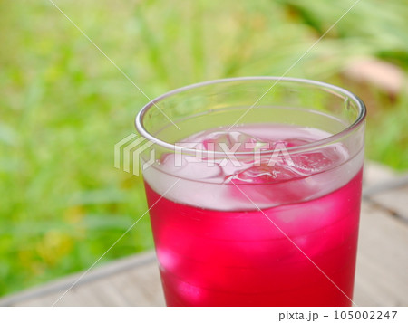 鮮やかなピンク色の赤紫蘇ジュース 105002247