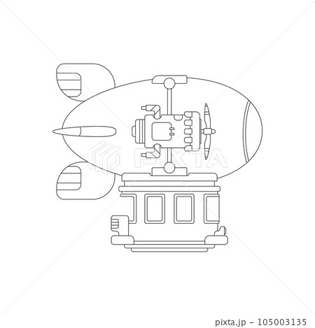 Line vector icon with toys fly dirigible. Engaging and interactive toys that spark creativity and imagination. Designed for kids. Encourage playtime and ignite the joy of discovery with popular toys. 105003135