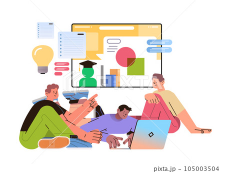 mix race students using laptop student going to university science and education concept 105003504