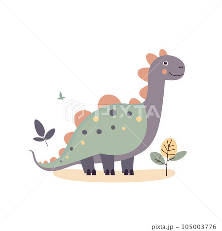 Illustration of a cute cartoon dinosaur. Characters for children's room and postcards vector. Illustration of a cute cartoon dinosaur. Characters for children's room and postcards vector. 105003776