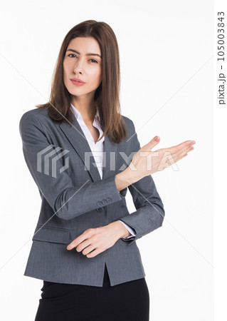 Business woman presenting copyspace Business woman presenting copyspace 105003843