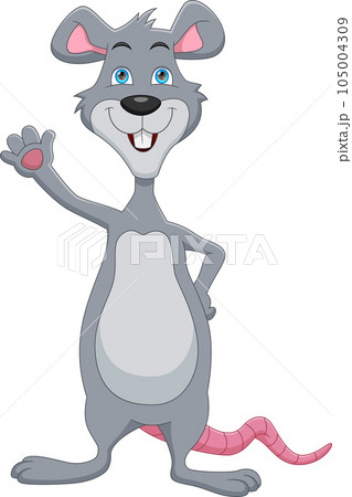 cute mouse cartoon waving cute mouse cartoon waving 105004309