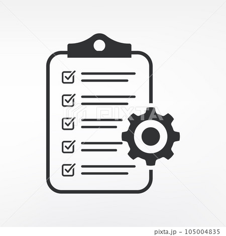 Clipboard pencil vector icon. Black illustration isolated on white background Clipboard pencil vector icon. Black illustration isolated on white background 105004835