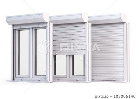 Window roller shutters solated on white background. 105006146
