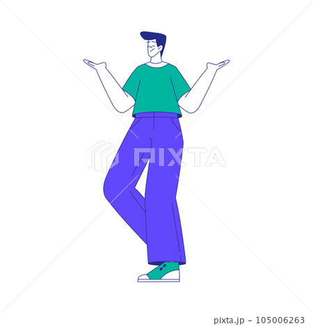 Young Man Character at the Crossroads Standing and Thinking Vector Illustration 105006263