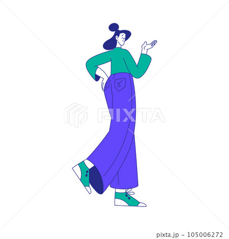 Young Woman Character at the Crossroads Standing and Thinking Vector Illustration Young Woman Character at the Crossroads Standing and Thinking Vector Illustration 105006272