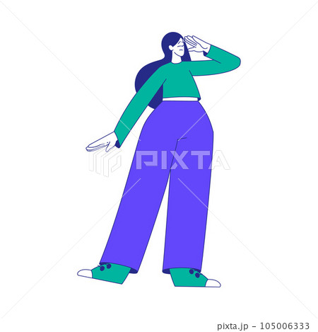 Young Woman Character at the Crossroads Standing and Thinking Vector Illustration 105006333