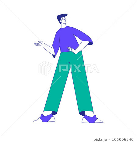 Young Man Character at the Crossroads Standing and Thinking Vector Illustration 105006340