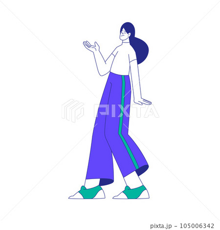 Young Woman Character at the Crossroads Standing and Thinking Vector Illustration 105006342