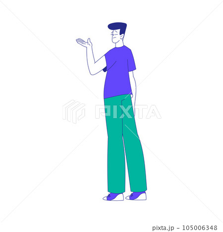 Young Man Character at the Crossroads Standing and Thinking Vector Illustration 105006348
