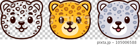 Cute cartoon leopard face icon 105006588