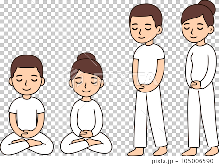 Man and woman sitting and walking meditation Man and woman sitting and walking meditation 105006590