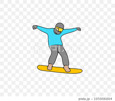 Snowboarder, snowboarding and snowboard, colored graphic design. Extreme sport, ski resort, active lifestyle and nature, vector design and illustration 105006804