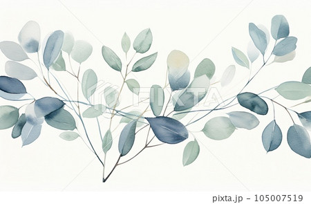 Watercolor eucalyptus background. Illustration AI Generative 105007519