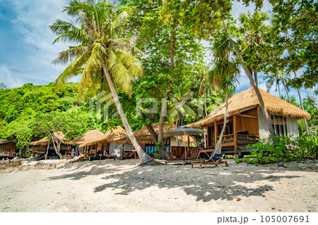 View of Haad Tien Beach resort in shark bay, koh Tao, Thailand View of Haad Tien Beach resort in shark bay, koh Tao, Thailand 105007691