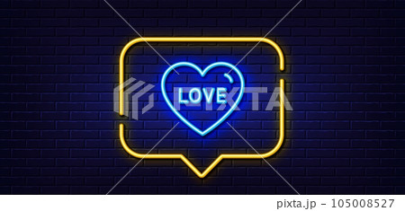 Neon light speech bubble. Love line icon. Sweet...のイラスト素材