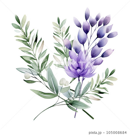 Watrcolor lavender background. Illustration AI Generative 105008684