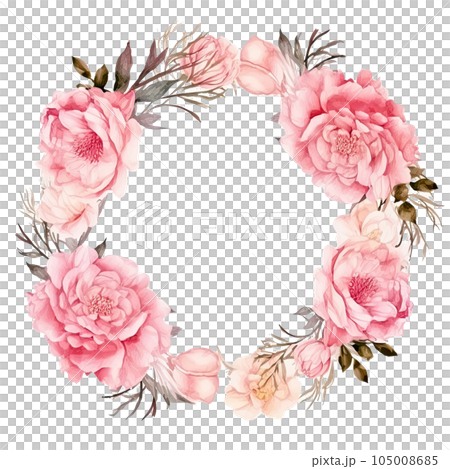 Watercolor floral border. Illustration AI Generative 105008685