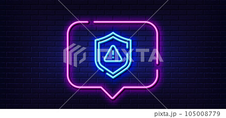Neon light speech bubble. Shield line icon....のイラスト素材 [105008779] - PIXTA