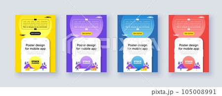 Poster frame with phone interface. Stock clearance sale tag. Special offer price sign. Advertising discounts symbol. Cellphone offer with quote bubble. Stock clearance message. Vector 105008991
