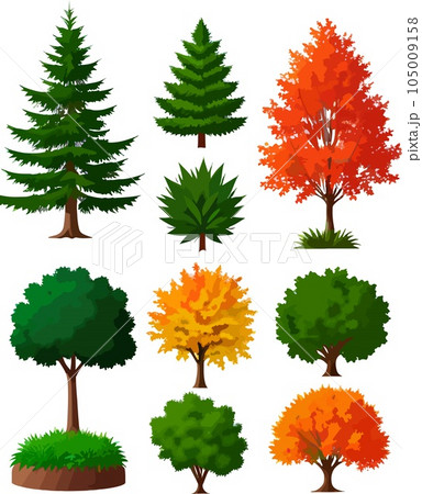 Excellent trees bushes shrubs seasesonal vector...のイラスト素材 [105009158 ...