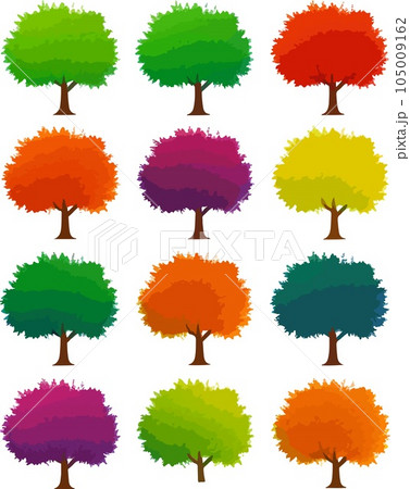 Beautiful trees bushes shrubs seasesonal vector...のイラスト素材 [105009162 ...