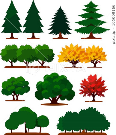 Great trees bushes shrubs seasesonal vector artのイラスト素材 [105009166] - PIXTA