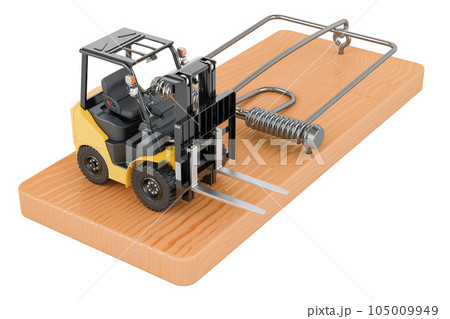 Forklift Truck inside mousetrap. 3D rendering 105009949