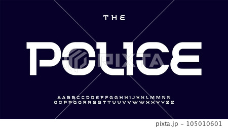 Stencil alphabet embodies modern technology. Futuristic strict slab serif letters, minimalist font for cyberpunk genre, EDM, futuristic space headline, contemporary typography. Vector typeset 105010601