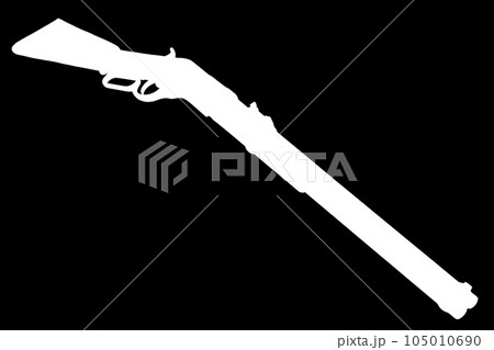 Old west period .44-40 Winchester lever-action repeating rifle M1866 white silhouette on black background 105010690