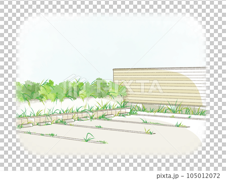 雑草が生い茂る駐車場 105012072