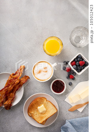 Traditional continental breakfast with toast 105012423