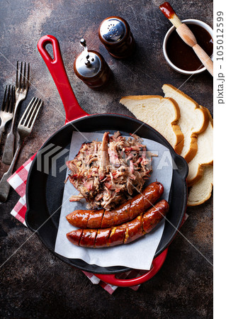 Pulled pork with cheesy sausage Pulled pork with cheesy sausage 105012599