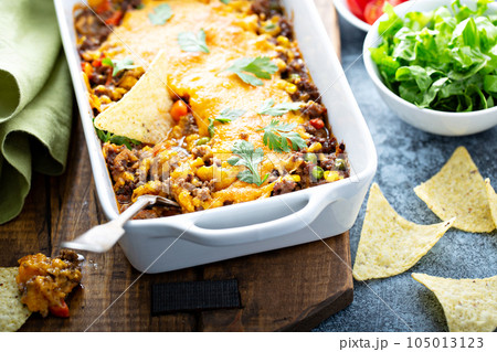 Traditional mexican meat casserole 105013123