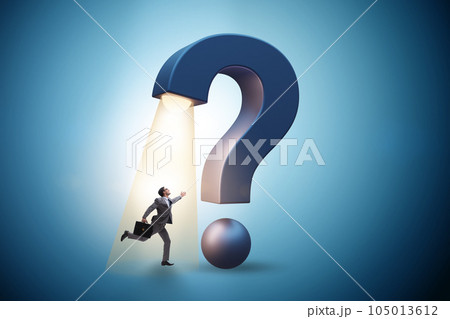 Concept with question mark and businessman 105013612