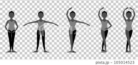 舞者剪影插畫集_古典芭蕾舞姿勢 105014523