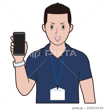 スマホを持つ男性インストラクター 105014530