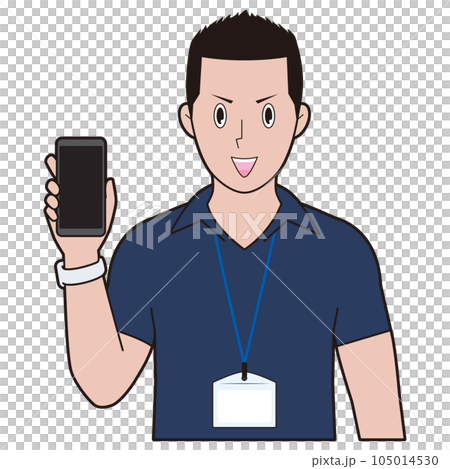 スマホを持つ男性インストラクター 105014530