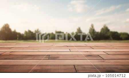 ウッドデッキと庭の背景イラスト AI画像 ウッドデッキと庭の背景イラスト AI画像 105014712