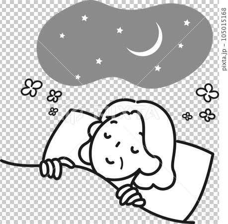 Illustration of a sleeping senior woman Illustration of a sleeping senior woman 105015168