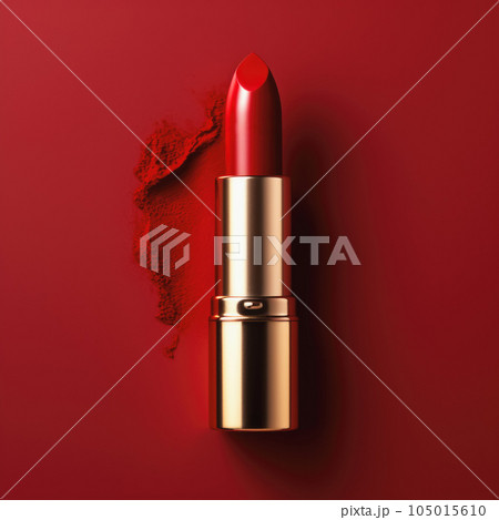 Lipstick on red background, Cosmetic makeup,Generative ai. Lipstick on red background, Cosmetic makeup,Generative ai. 105015610