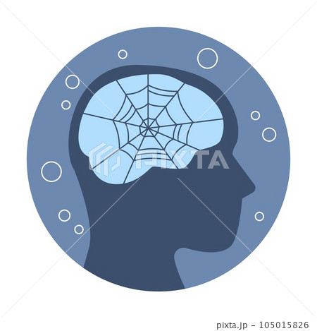 Overloaded brain spider web. Rubbish in human head, mental problems and mind hygiene. Psychology or psychotherapy recent vector metaphor Overloaded brain spider web. Rubbish in human head, mental problems and mind hygiene. Psychology or psychotherapy recent vector metaphor 105015826