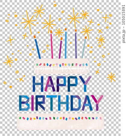 HAPPY BIRTHDAY letters blue and cake HAPPY BIRTHDAY letters blue and cake 105015891