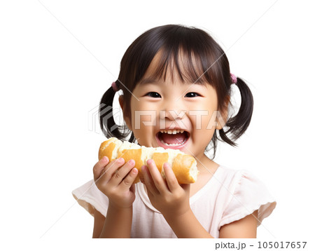 パンを食べる女の子のイラスト素材 [105017657] - PIXTA