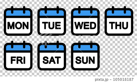 Calendar icons (days of the week in English) 105018187