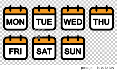 カレンダーのアイコン(英語の曜日) カレンダーのアイコン(英語の曜日) 105018189