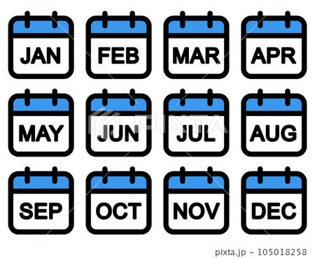カレンダーのアイコン(英語の月) カレンダーのアイコン(英語の月) 105018258