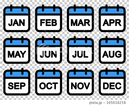カレンダーのアイコン(英語の月) カレンダーのアイコン(英語の月) 105018258