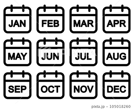 カレンダーのアイコン(英語の月) カレンダーのアイコン(英語の月) 105018260